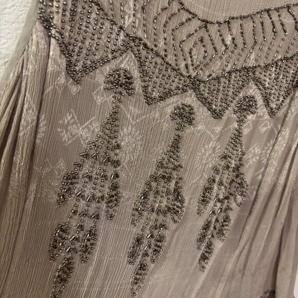 Free People Delilah Beaded Mini Dress Tan - Picture 5 of 7